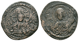Anonymous Follis, Class G. Romanus IV, AD 1068-1071. AE, Follis. Constantinople. Obv: IC XC. Bust of Christ, nimbate, facing, right hand raised, scrol...