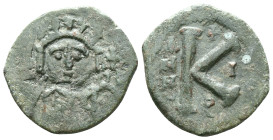 Maurice Tiberius. 582-602. AE half follis Reference: Condition: Very Fine

Weight: 7,21 gr. Diameter: 25,7 mm