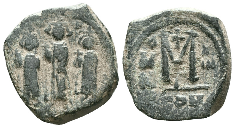 Arab-Byzantine. Imitating Constans II. Ca. 7th-8th centuries A.D. AE fals. Tabar...