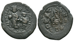 Heraclius, with Heraclius Constantine (610-641) AE Follis (10.33g, 29mm) Nicomedia, Struck RY (612/3). Obv: Heraclius and Heraclius Constantine standi...