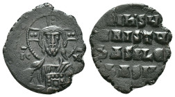 Anonymous. Class A2. Time of Basil II and Constantine VIII (1020-1028). AE follis . Constantinople. Obv: +EMMA-NOVHΛ, bust of Christ facing, wearing n...