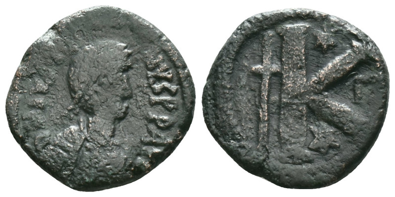 BYZANTINE EMPIRE. Anastasius I, 491-518 AD. AE Half Follis Reference: Condition:...