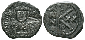Maurice Tiberius (582-602) AE half follis Reference: Condition: Very Fine

Weight: 6,31 gr. Diameter: 24,1 mm