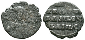 Anonymous. Class A2. Time of Basil II and Constantine VIII (1020-1028). AE follis . Constantinople. Obv: +EMMA-NOVHΛ, bust of Christ facing, wearing n...