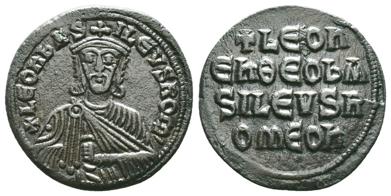 LEO VI the WISE (886-912). Follis. Constantinople. Obv: + LEON bASILEVS ROM. Cro...