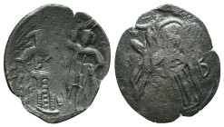 Michael VIII Palaeologus. 1261-1282. Æ Trachy . Constantinople mint. Facing bust of Christ Pantokrator / Michael and the Archangel Michael standing fa...