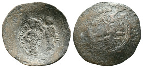 Byzantine
Manuel I Comnenus (1143-1180 AD). Constantinople mint.
AE Aspron Trachy
Obv: Christ Pantocrator entrhoned facing; stars flanking
Rev: Ma...