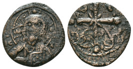 ANONYMOUS FOLLES. Class I. Attributed to Nicephorus III Botaniates (1078-1081). Obv: IC - XC. Facing bust of Christ Pantokrator. Rev: Latin cross, wit...