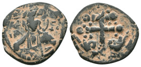 ANONYMOUS FOLLES. Class I. Attributed to Nicephorus III Botaniates (1078-1081). Obv: IC - XC. Facing bust of Christ Pantokrator. Rev: Latin cross, wit...