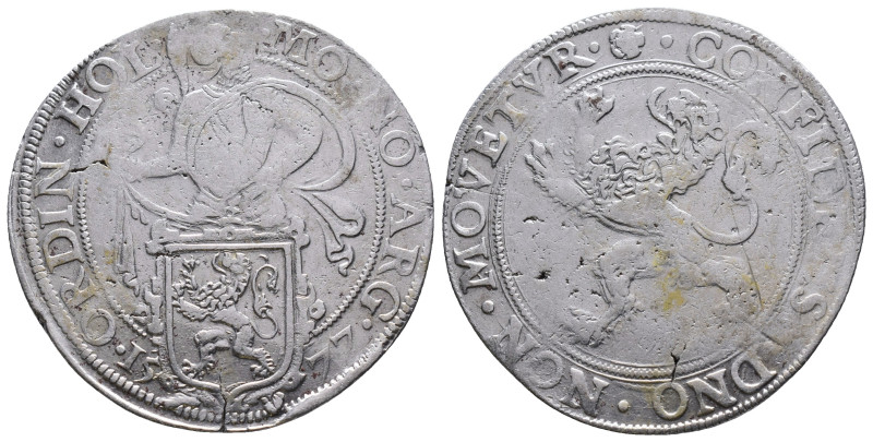 Netherlands AR Lion Taler. Holland, 1577. MO NO ARG ORDIN HOL, Knight over lion ...