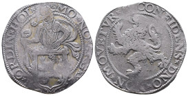 Netherlands AR Lion Taler. Holland, 1576. MO NO ARG ORDIN HOL, Knight over lion shield / CONFIDENS DNO NON MOVETVR, Rampant lion left. Delmonte 831; D...