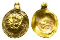 Roman Gold Pendant AU 1st - 3rd century AD Reference: Condition: Very Fine

Weight: 0,63 gr. Diameter: 15,3 mm