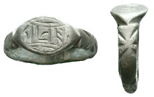 Crusaders silver ring, dating to the 13th century A.D. The eye-shaped bezel is engraved with decorations, Reference: Condition: Very Fine

Weight: 1...