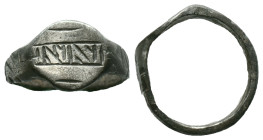 Crusaders silver ring, dating to the 13th century A.D. The eye-shaped bezel is engraved with decorations, Reference: Condition: Very Fine

Weight: 3...