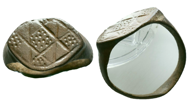 Ancient Roman Bronze Legion Ring with a X representing 10th legion on bezel , ci...