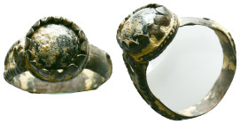Ancient Roman Bronze Ring with a stone inlaid on bezel, circa 1st - 3rd AD. Reference: Condition: Very Fine

Weight:4.09gr. Diameter: 25.5 mm