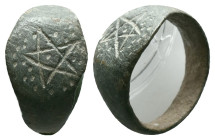 Ancient Bronze Byzantine / Crusaders Ring with Davids Star. 10th-12th century AD. Reference: Condition: Very Fine

Weight:2.66 gr. Diameter: 16.1 mm