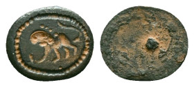 Ancient Roman Bronze Ring Bezel Reference: Condition: Very Fine

Weight: 0,28 gr. Diameter: 10,4 mm