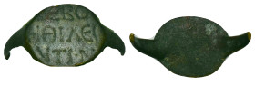 Byzantine Bronze Seal Ring With an inscription on bezel, 7th - 11th Century. Reference: Condition: Very Fine

Weight: 1,16 gr. Diameter: 21,1 mm