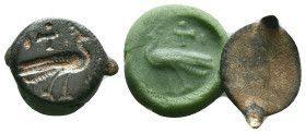 Ancient Roman Bronze Ring Bezel Reference: Condition: Very Fine

Weight:1.26 gr. Diameter: 16.2 mm