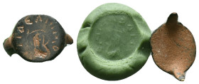 Ancient Roman Bronze Ring Bezel Reference: Condition: Very Fine

Weight: 1.05 gr. Diameter: 13.1 mm
