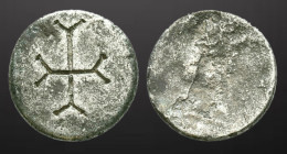 Byzantine / Crusaders Silver Ring Bezel 10th-12th century AD. Reference: Condition: Very Fine

Weight: 0,54 gr. Diameter: 11,2 mm