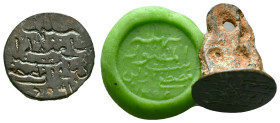 Ancient Islamic Bronze stamp seal Reference: Condition: Very Fine

Weight: 5,17 gr. Diameter: 20,9 mm