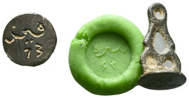 Ancient Islamic Bronze stamp seal Reference: Condition: Very Fine

Weight: 3,48 gr. Diameter: 24,6 mm
