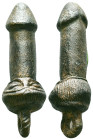 Ancient Roman Bronze Phallus Pendant, c. 3rd-5th century AD. Reference: Condition: Very Fine

Weight: 64.7 gr. Diameter: 62.8 mm