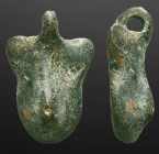 Ancient Roman Bronze Phallus Pendant, c. 3rd-5th century AD. Reference: Condition: Very Fine

Weight: 2,70 gr. Diameter: 16,7 mm