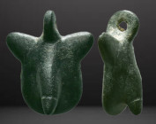 Ancient Roman Bronze Phallus Pendant, c. 3rd-5th century AD. Reference: Condition: Very Fine

Weight: 7.49 gr. Diameter: 21.3 mm