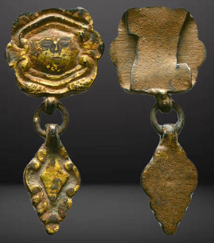 Ancient Silver Byzantine / Crusaders Gold inlaid Pendant 10th-12th century AD. R...