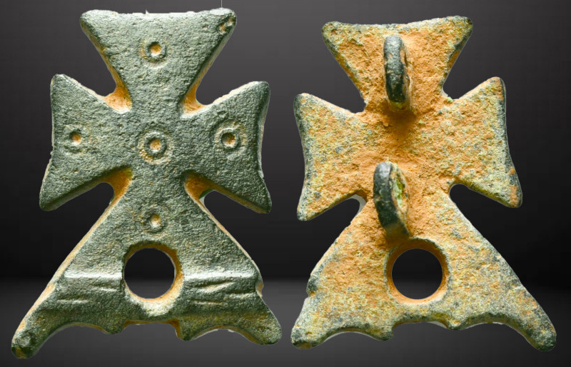 Ancient Byzantine Bronze Cross military / legionary Belt Buckle Reference: Condi...