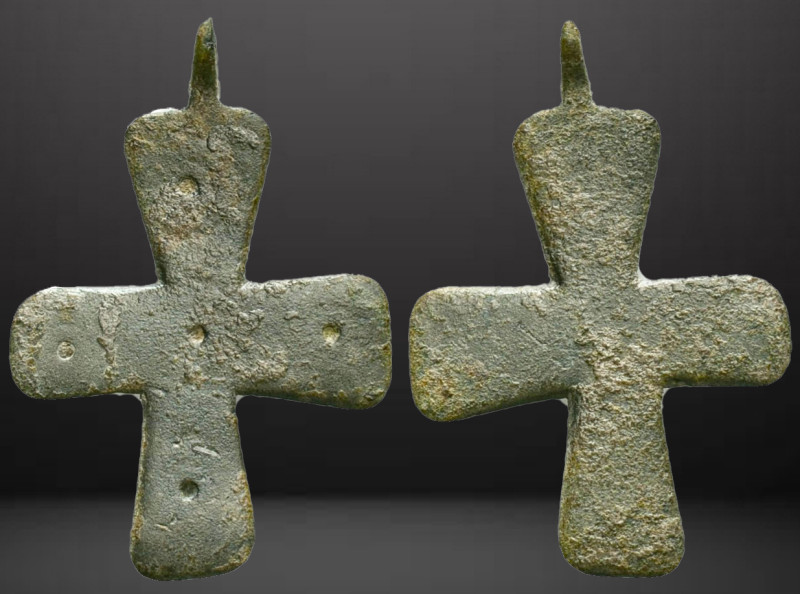 Byzantine Bronze Cross Pendant, Circa 5th-7th Century AD. Reference: Condition: ...