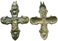 Byzantine Bronze Cross Pendant, Circa 5th-7th Century AD. Reference: Condition: Very Fine

Weight: 26,7 gr. Diameter: 68,2 mm
