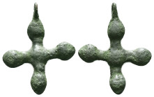 Byzantine Bronze Cross Pendant, Circa 5th-7th Century AD. Reference: Condition: Very Fine

Weight:2.46 gr. Diameter: 27.3 mm