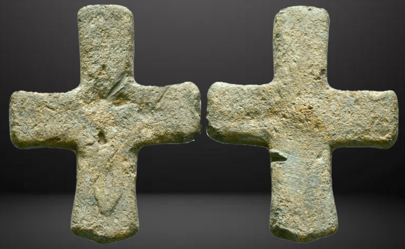 Byzantine Bronze Cross Pendant, Circa 5th-7th Century AD. Reference: Condition: ...
