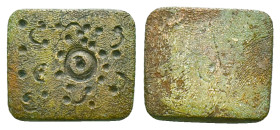 Byzantine Empire, c. 6th-8th century AD. Bronze Jewelery Weight Reference: Condition: Very Fine

Weight: 3,29 gr. Diameter: 13,5 mm