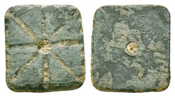 Byzantine Empire, c. 6th-8th century AD. Bronze Jewelery Weight Reference: Condition: Very Fine

Weight: 2,29 gr. Diameter: 14,1 mm