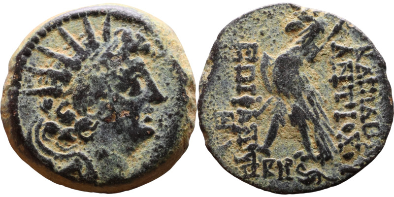 Antiochos VIII (Seleukid King: 121-96 BC). AE bronze. Obv.: diademed head of Ant...