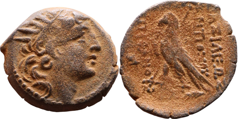 Antiochos VIII (Seleukid King: 121-96 BC). AE bronze. Obv.: diademed head of Ant...