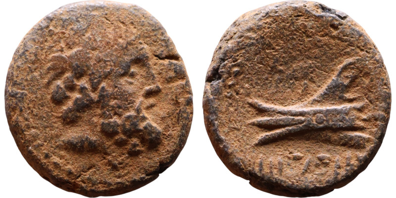 Arados Phoenicia . (2 century BC) Bronze coin. Obv: Bearded head of Zeus right R...