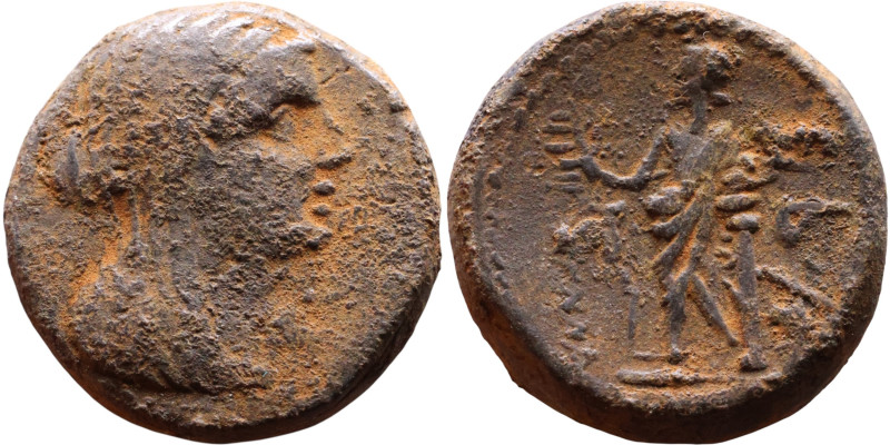 Marathos, Phoenicia. (2 century BC) Bronze coin. Obv: Veiled and draped bust of ...