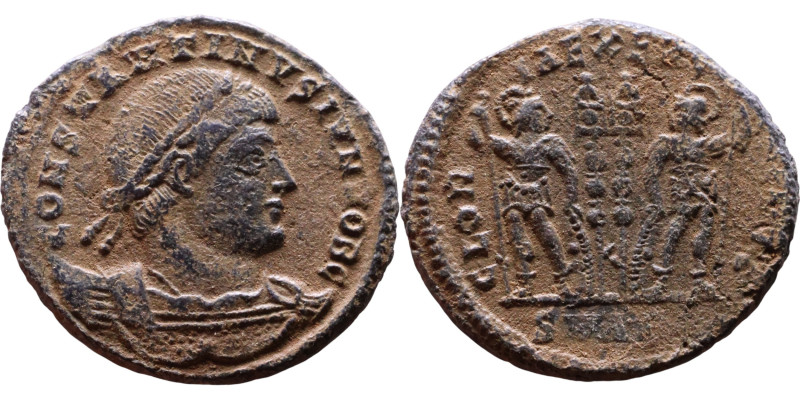 Constantinus II (Caesar:317-337) Follis. Obverse: CONSTANTINVS IVN NOB C, Laurea...