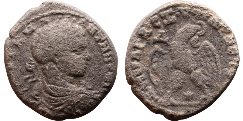 Elagabalus (218-222) Tetradrachm. Obverse: Bust of emperor. Reverse: ΔHMAPX Є-ΞO...