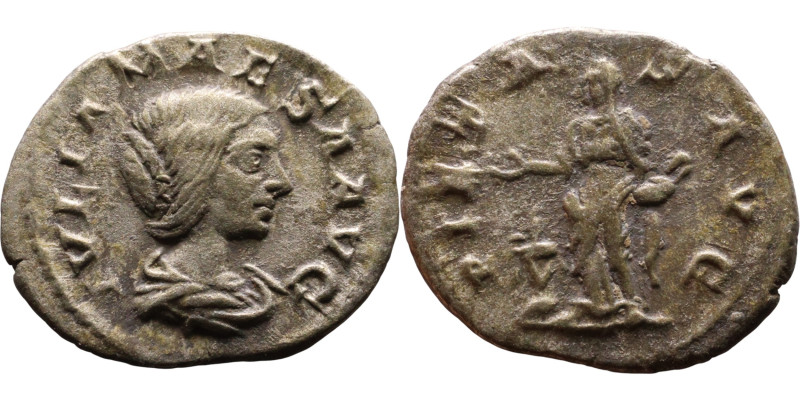 Julia Maesa (218-225) Denarius Obv: Bust of empress. Rev: Pietas standing half-l...