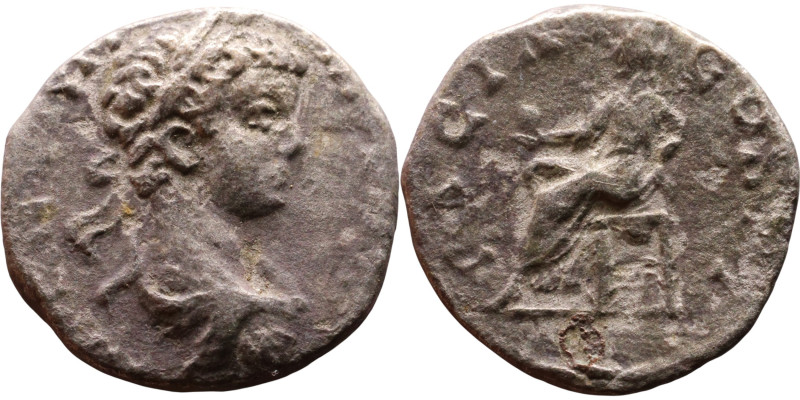 Geta (209-212) Denarius. Obv: Bust of emperor Rev: Securitas seated left, holdin...