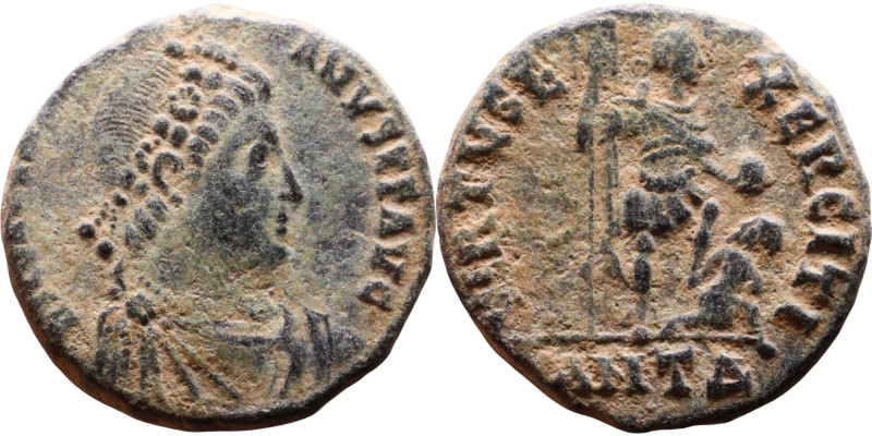 Arcadius (395-408 AD).follis. Obv.: DN ARCADIVS PF AVG; bust of emperor. Rev: :V...