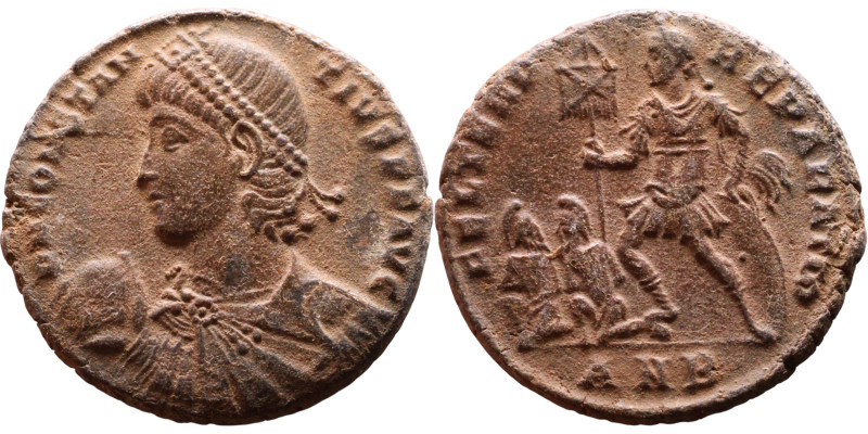 Constantius II (337-361 AD). AE follis. Obv.: DN CONSTANTIVS PF AVG, pearl diade...