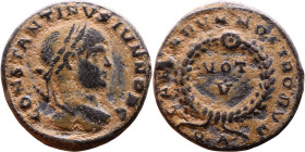 Constantinus II (Caesar: 317-337) follis. Obv: Cuirassed bust of emperor Rev: VOT V